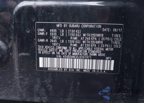 2018 Subaru Outback 2.5I Limited z USA, uszkodzony, nr VIN 4S4BSANC8J3207971